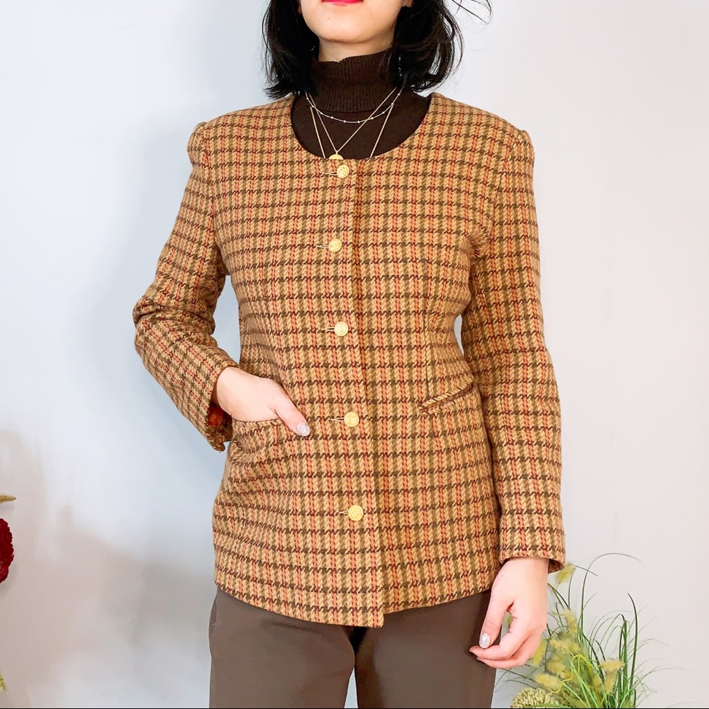 Vintage Houndstooth Blazer In Medium